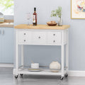 White Natural Kitchen Cart with Wheels N191004