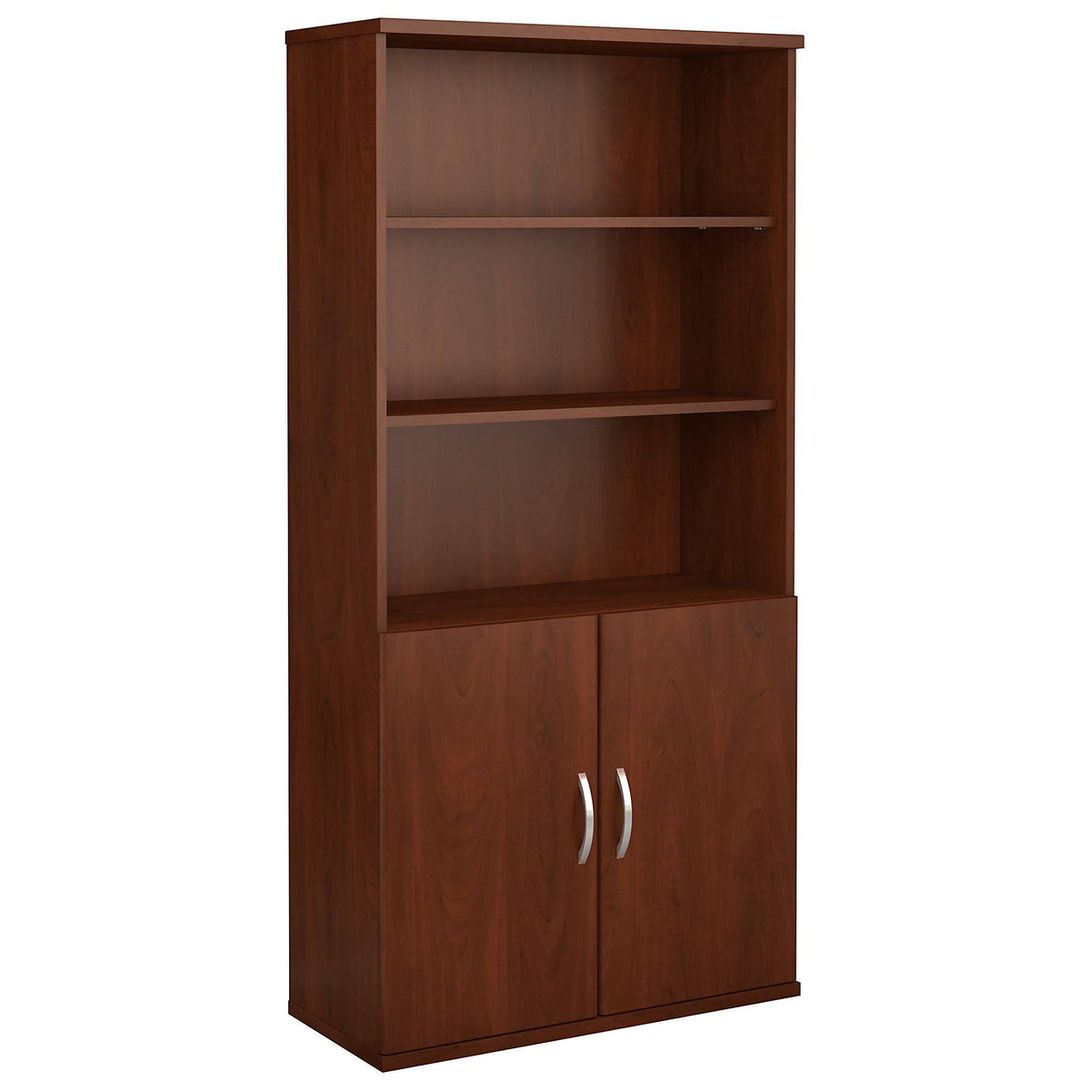Cherry 5 Shelf Bookcase with Doors X30080