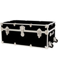 Large Leather Embossed Vinyl Trunk with Removable Wheels 32"x18"x14" (Black) X7225
