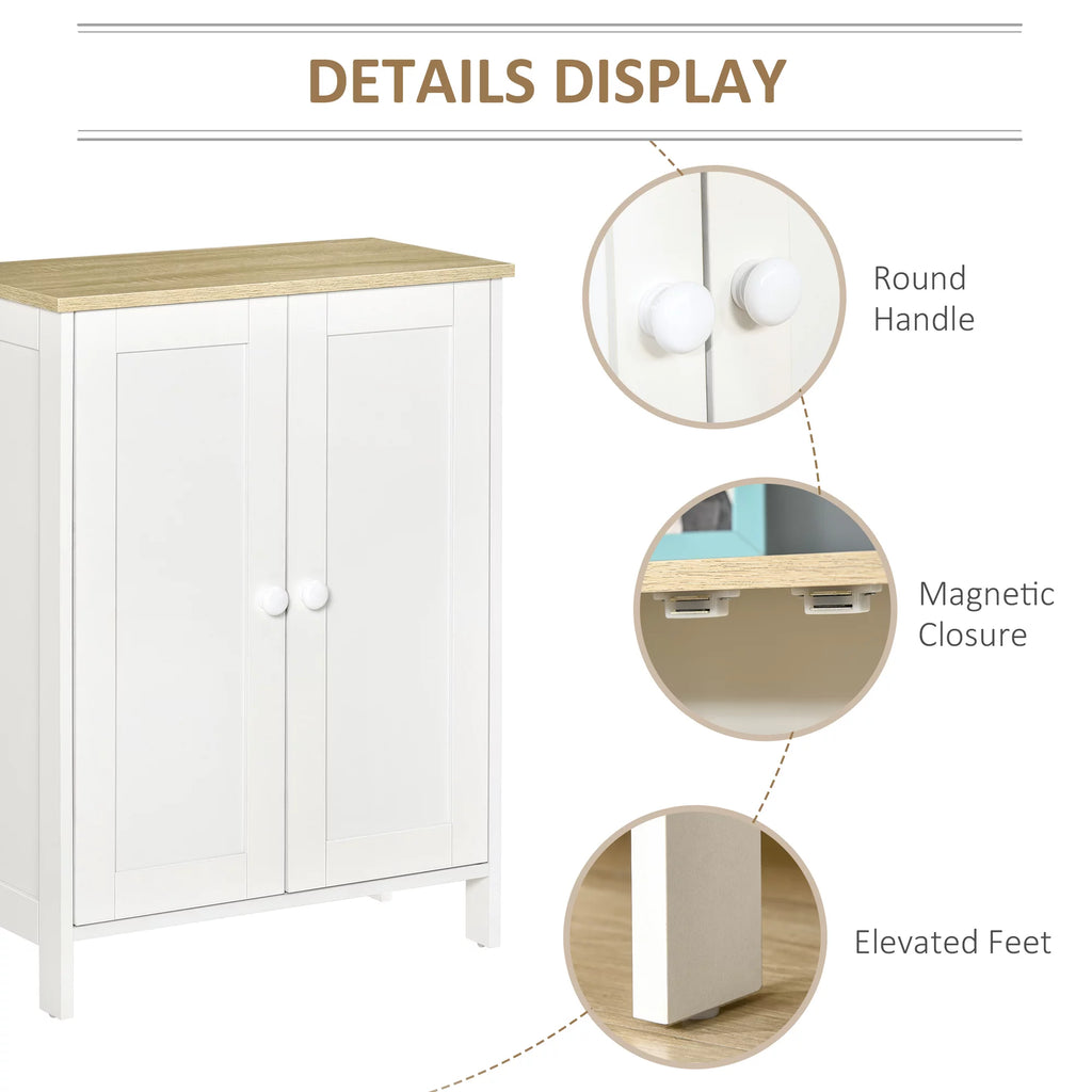 White Storage Cabinet with 2 Adjustable Shelves D514