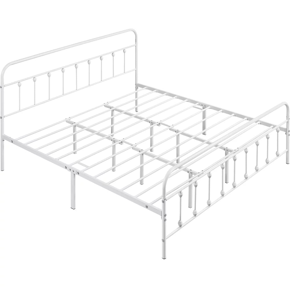 White California King Iron Platform Bed with Headboard and Footboard F745341