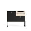 Black Matte One Door Sideboard with 3 Drawers K37759