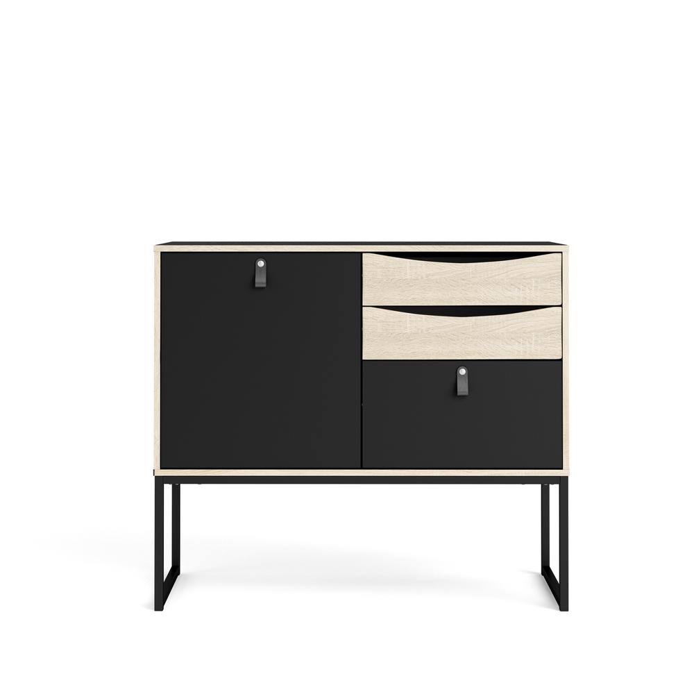 Black Matte One Door Sideboard with 3 Drawers K37759