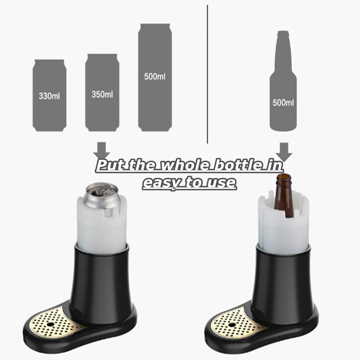 Black Beer Dispenser for Canned Bottled Beer U303