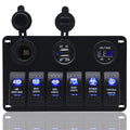 Waterproof Rocker Marine Switch Panel with USB, Blue LED, Pack of 2 W731