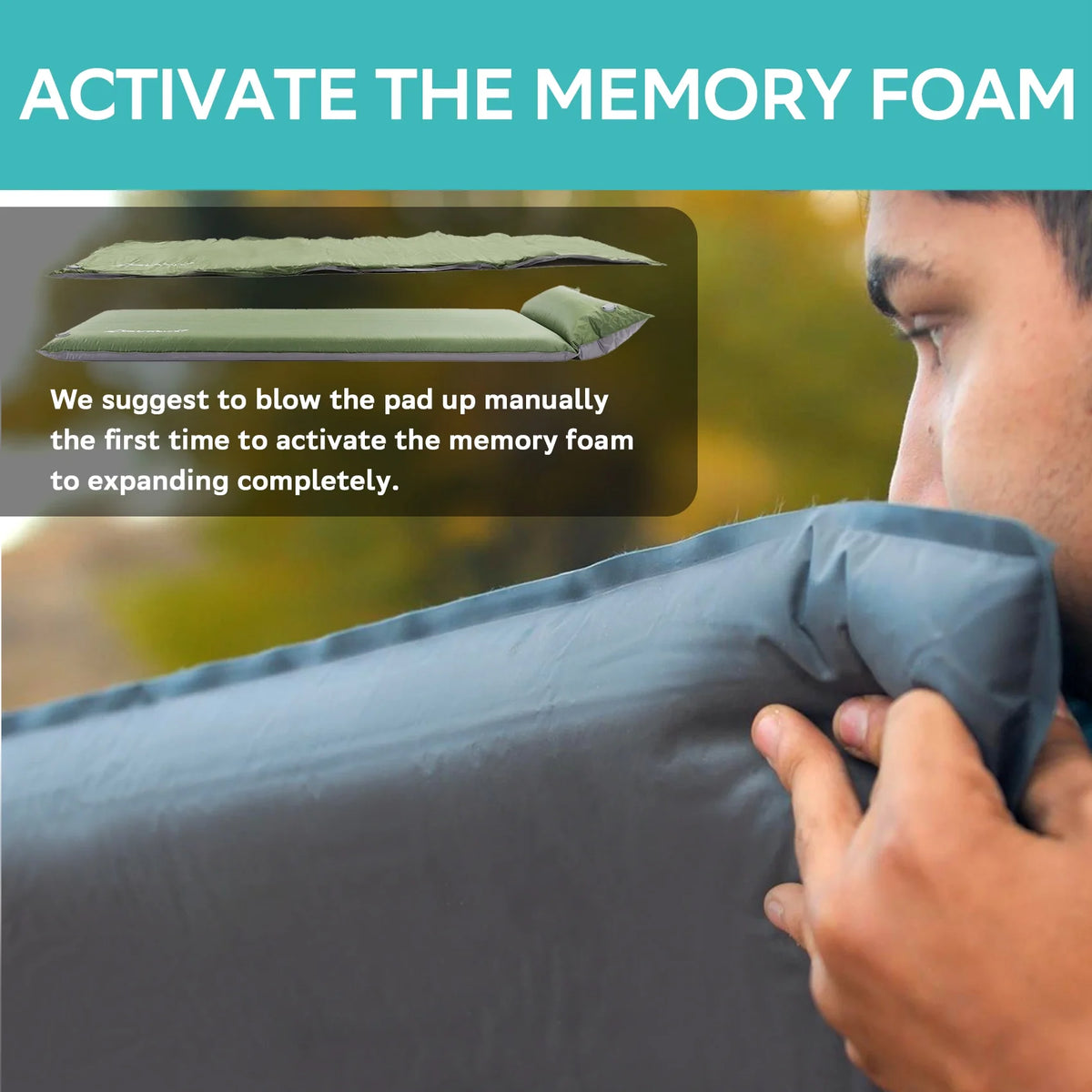 Blue Insulated Foam Self Inflating Sleeping Pad H353