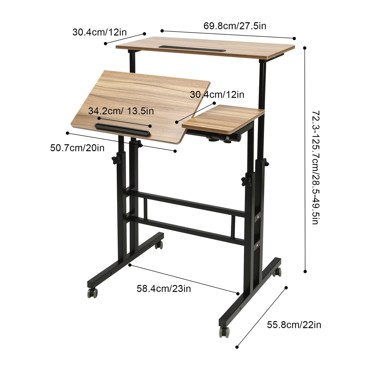 Mobile Stand Up Desk with Wheels W568