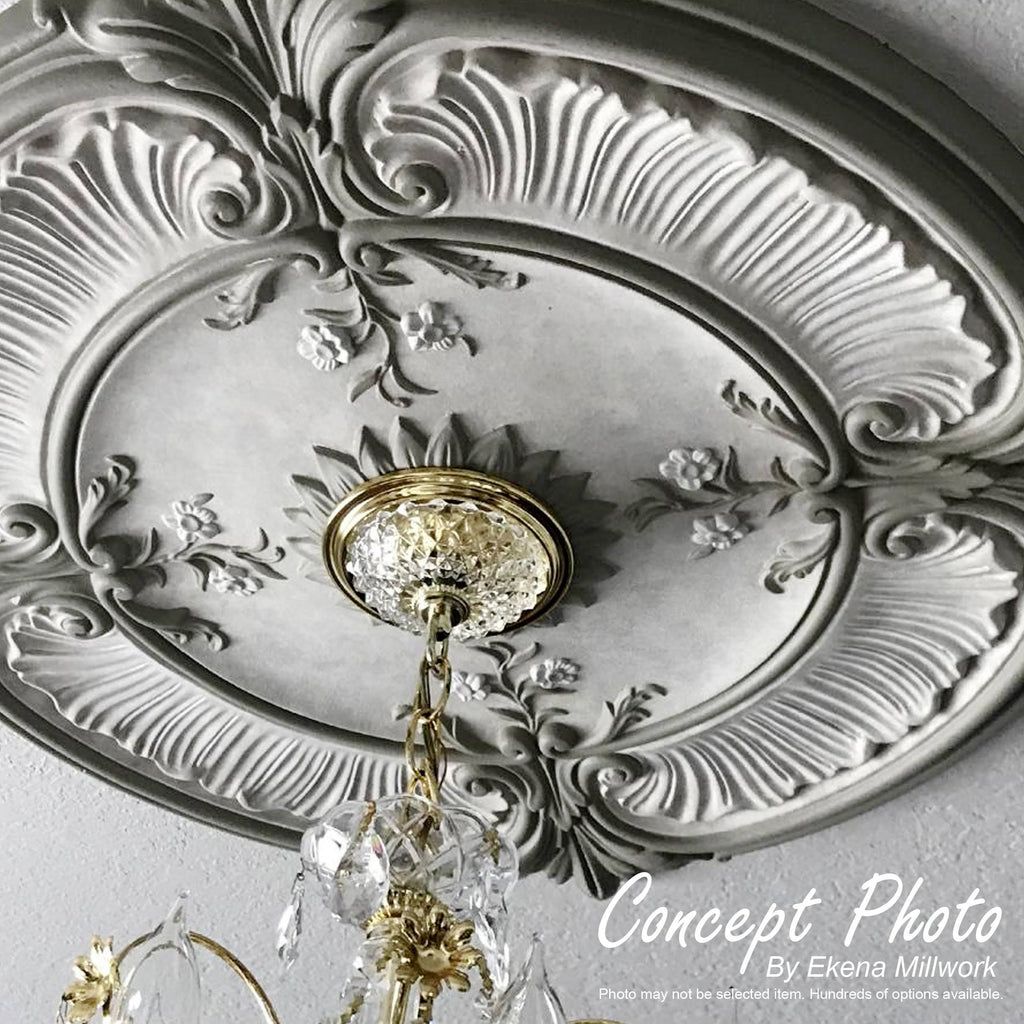13 1/8x22OD x 8x22ID x 5/8x22P Hand-Painted Frost Ceiling Medallion R53011