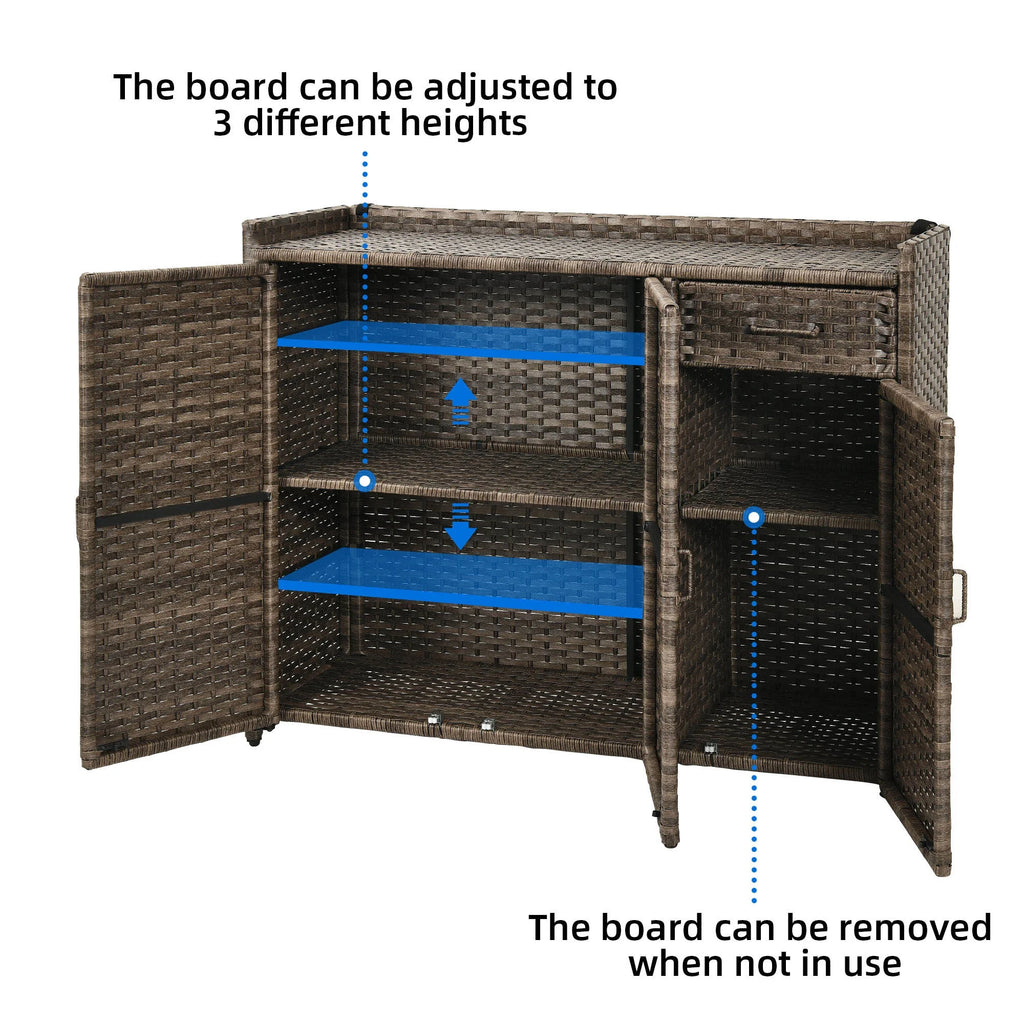 Brown Rattan Wicker Storage Cabinet with 2 Doors M10514
