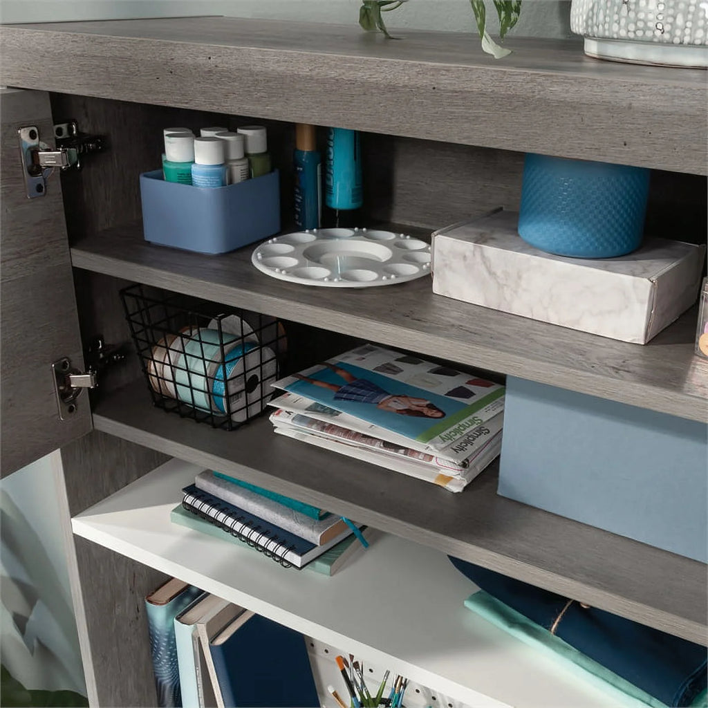 Engineered Wood Storage Hutch in Mystic Oak Finish B640997