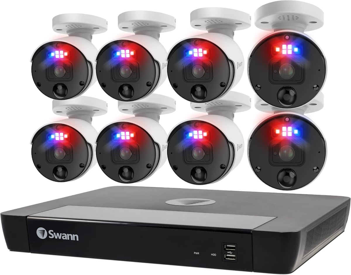 4K Indoor/Outdoor Security Camera System, 8 Bullet PoE Cameras 16 Channel NVR 2TB HDD W61194
