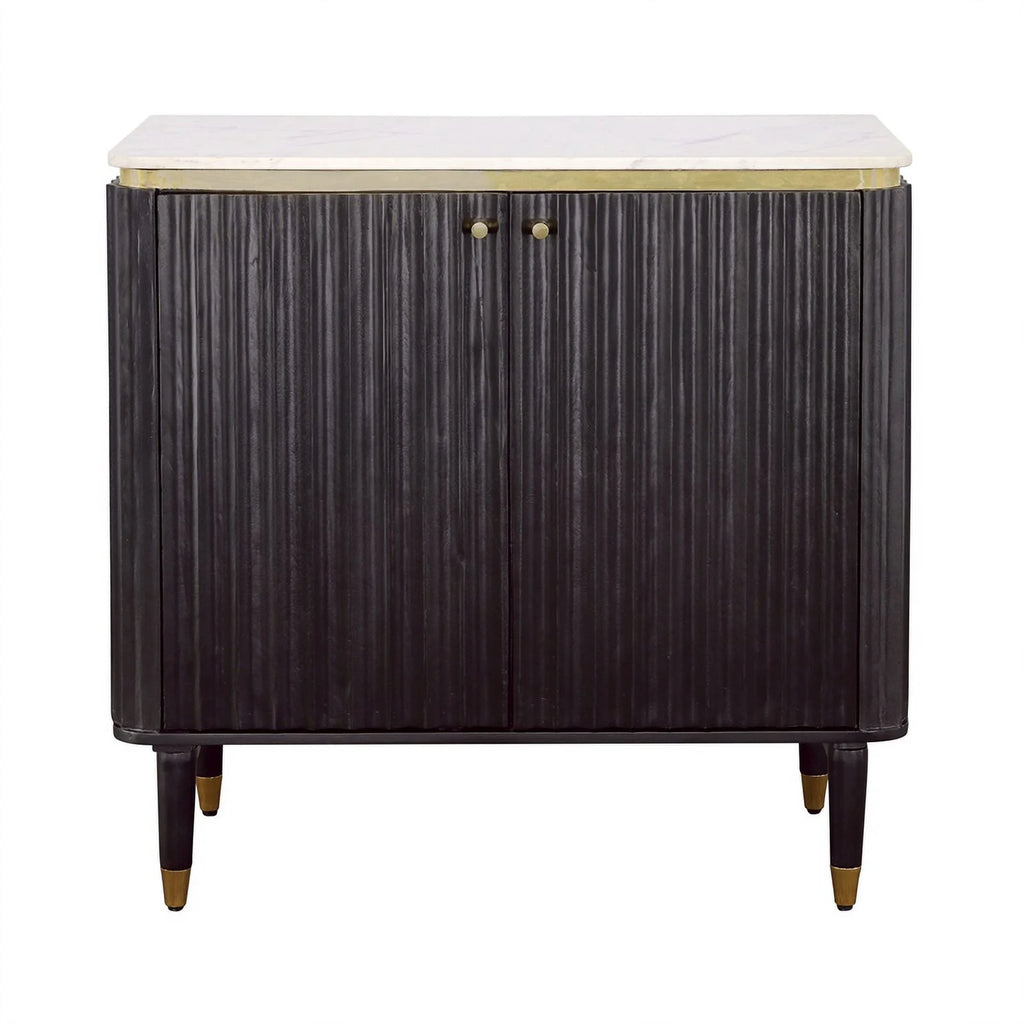 Modern 2-Door Wood Bar Cabinet in Black and Gold W299