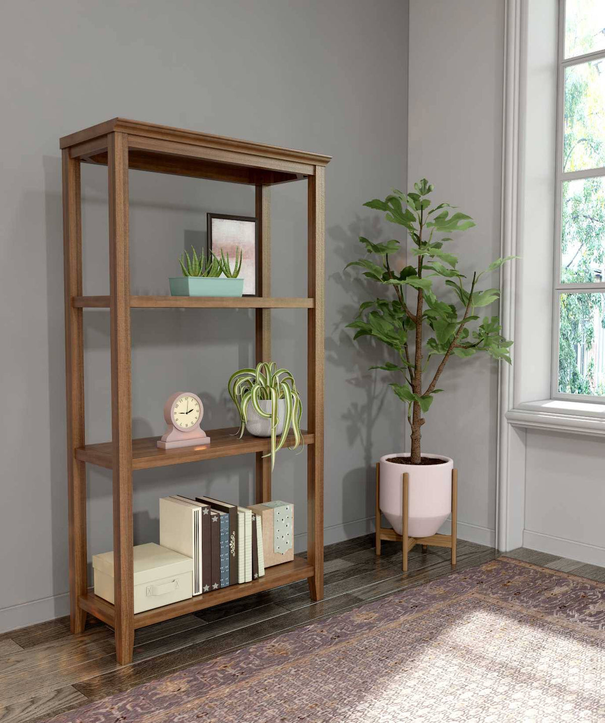 Walnut 3 Shelves Bookcase A6946