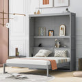 Gray Queen Murphy Bed Frame with Storage Shelves F768