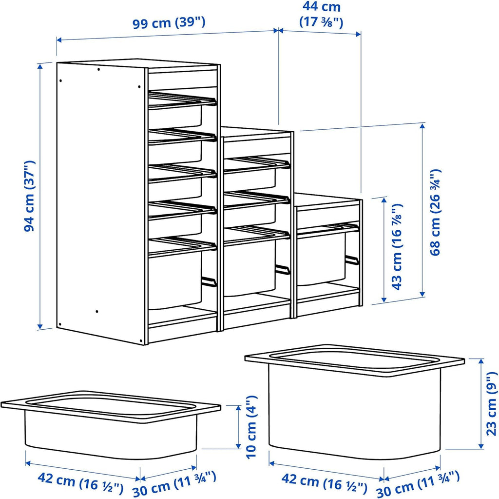 White 99x44x94 cm Storage Combination with Boxes N471