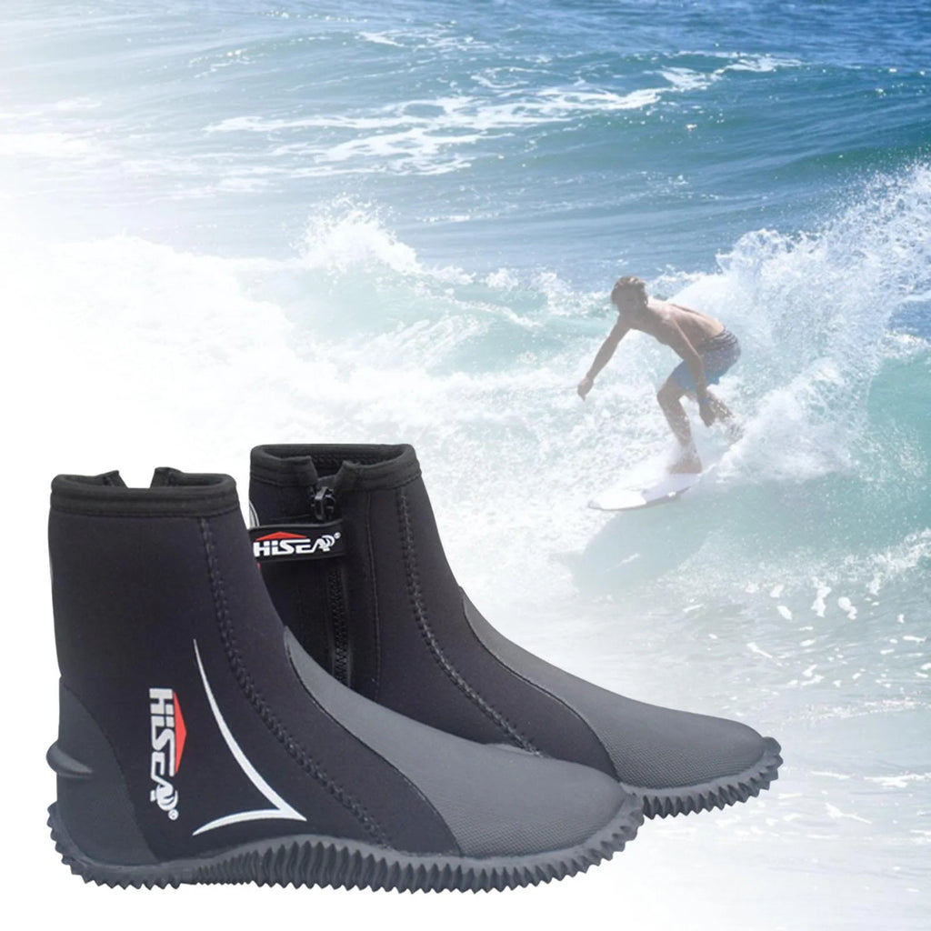 5mm Neoprene Scuba Diving Booties Wetsuit Boots Water Sports Unisex Anti Slip Rubber Sole Swim Surf for Wakeboarding Diving Kayaking Fishing 24.5-25 J663324