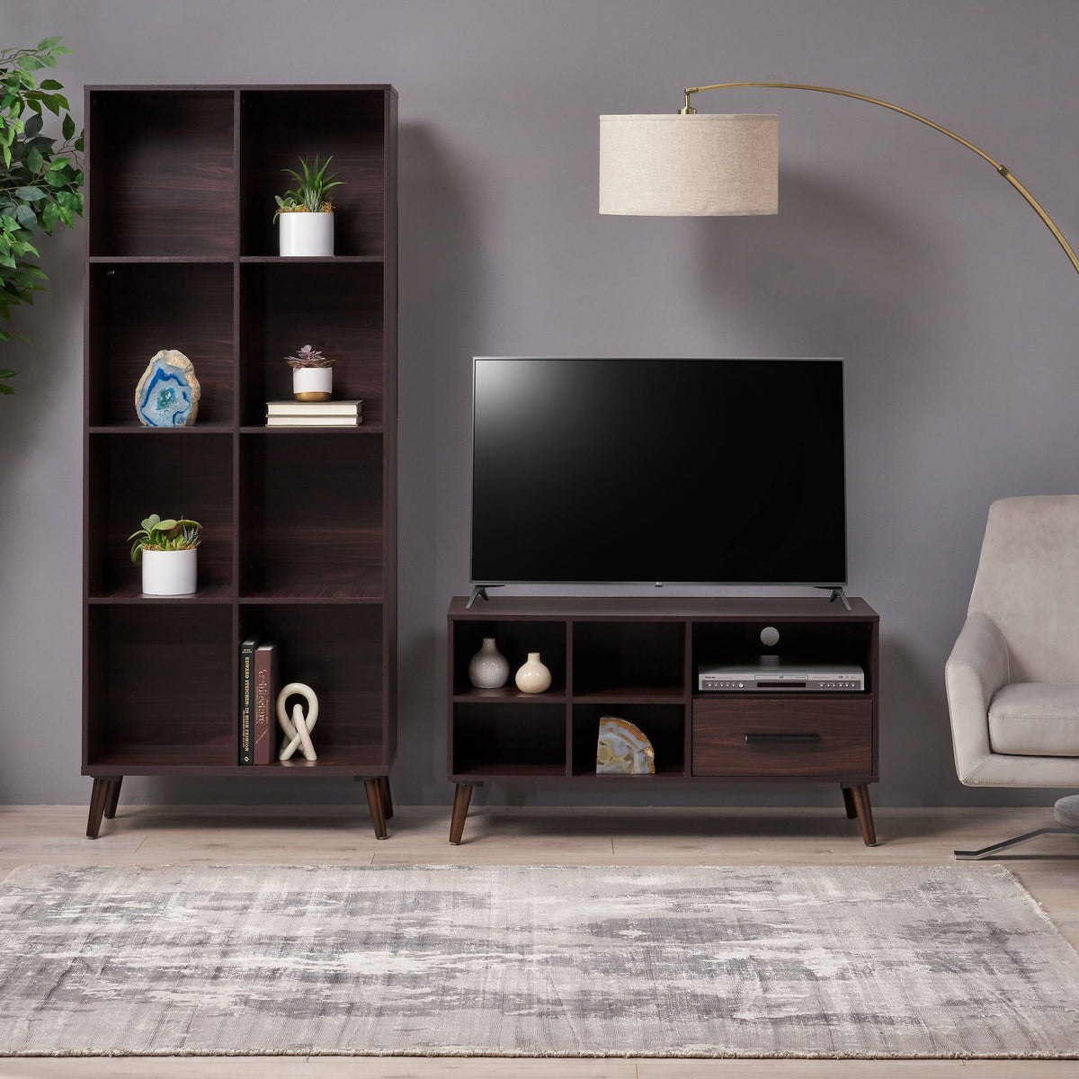 2 Piece TV Stand and Bookcase Set T848358