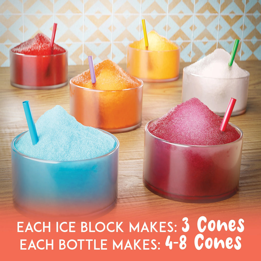 White Shaved Ice Machine Party Package with 3 Syrups and Supplies N40202