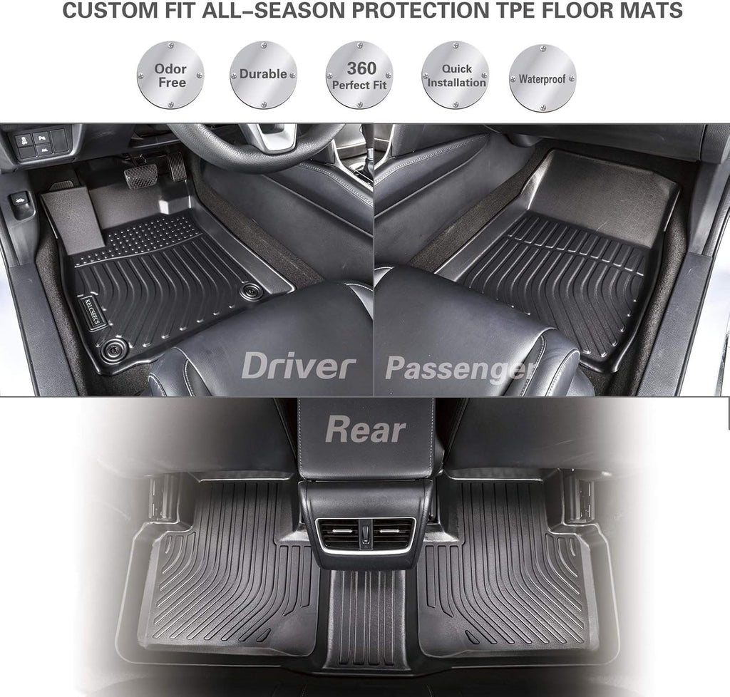 Black Waterproof Car Mats Full Set Front Rear 3rd Row W30907