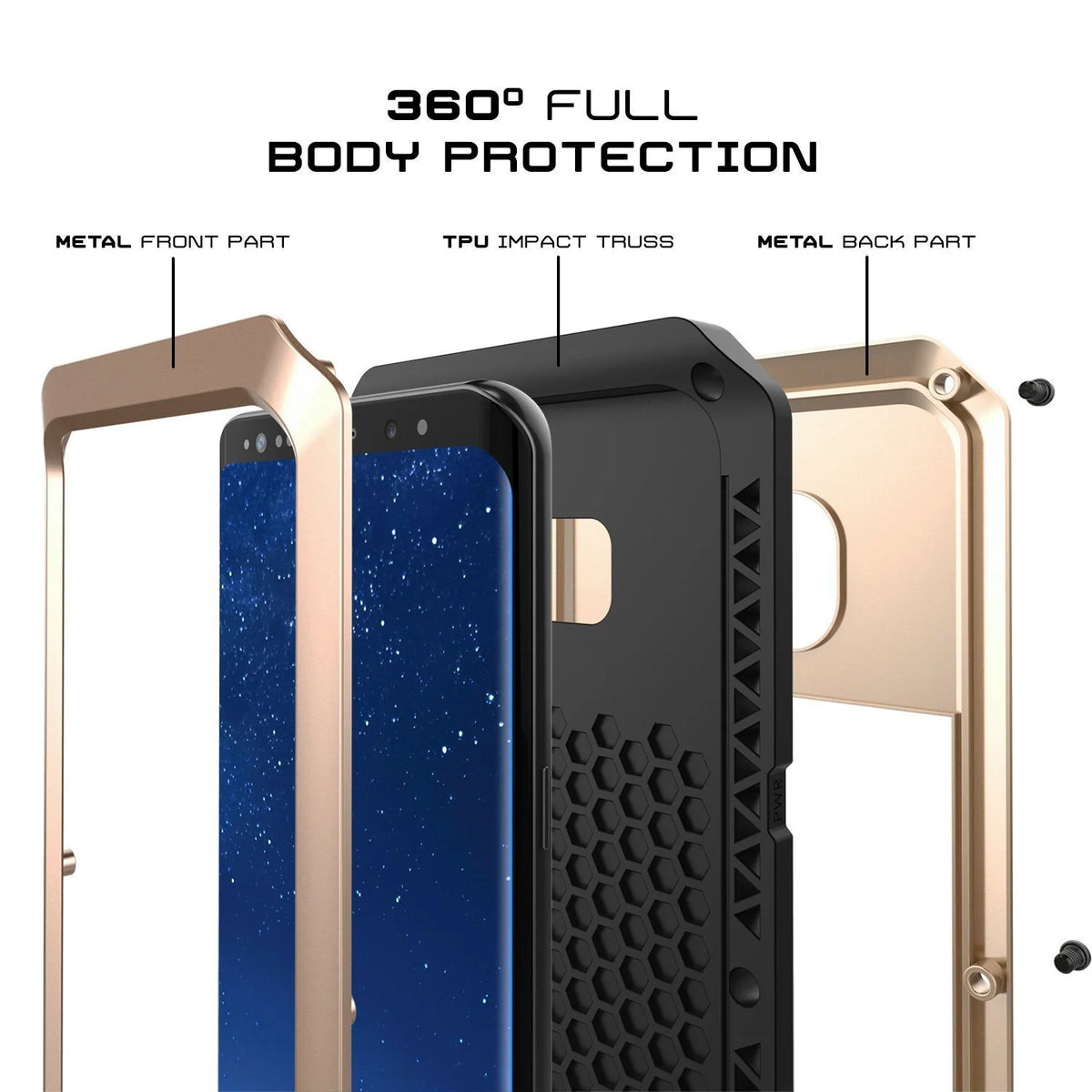 Aluminum Metal Samsung Galaxy S8 Plus Case (Black) Heavy Duty Shockproof Scratch Resistant Protection J100966