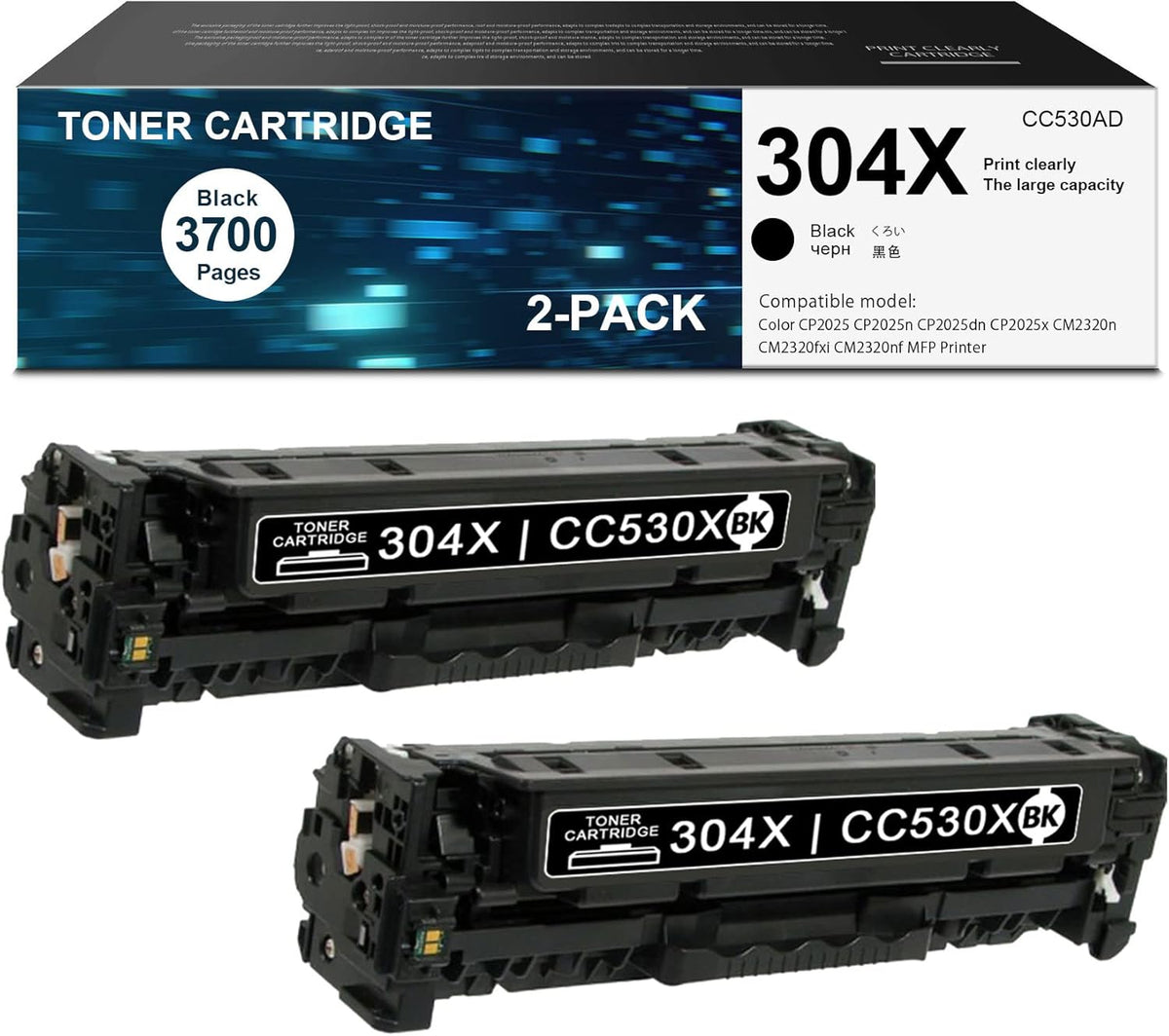 2 Pack Black Toner Cartridge for HP Printer C2224