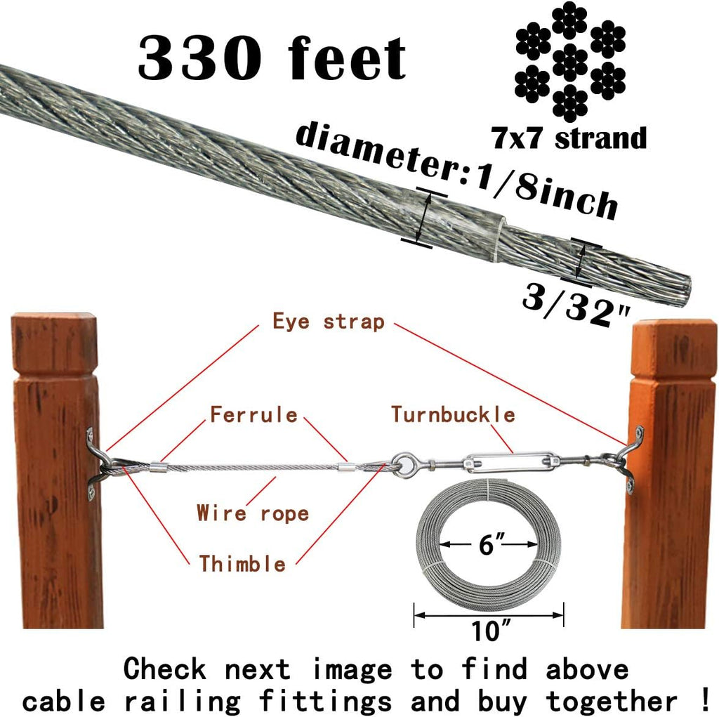 330 Feet Crystal Vinyl Coated Stainless Steel Cable Q26152