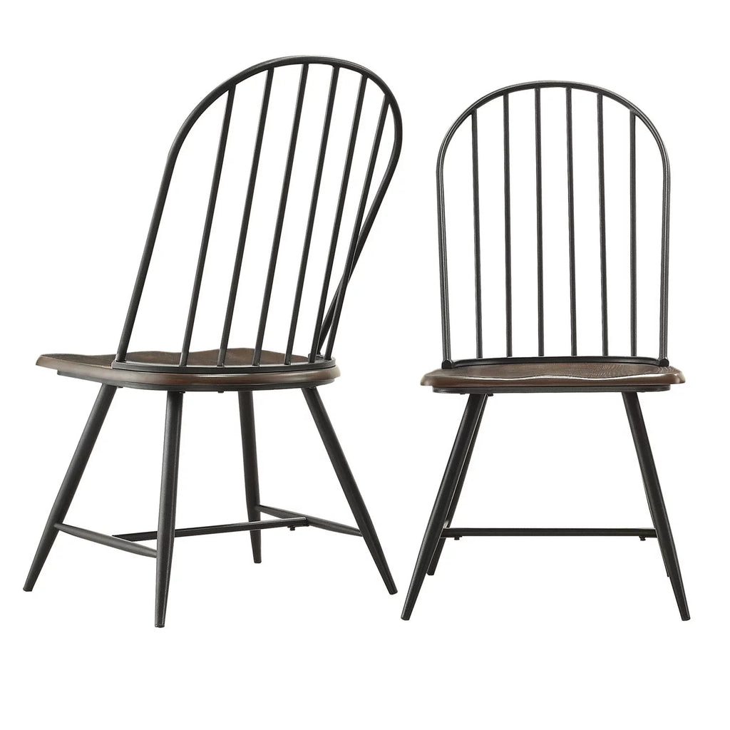 Two-Tone Windsor Chairs, Set of 4, Black and Oak Q776