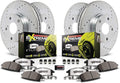 Front and Rear Carbon Fiber Brake Pads with Drilled & Slotted Brake Rotors Kit F190
