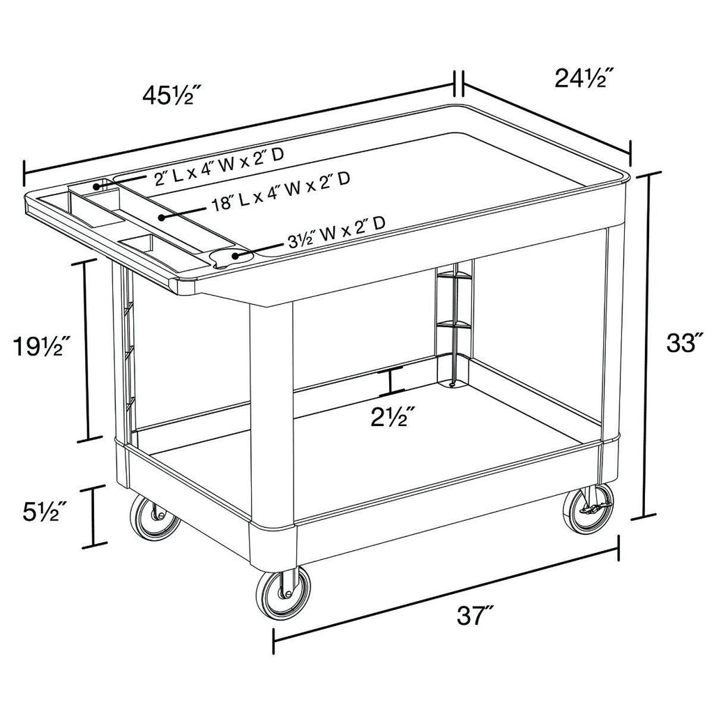Black Heavy-Duty 2 Shelf Utility Cart C23341