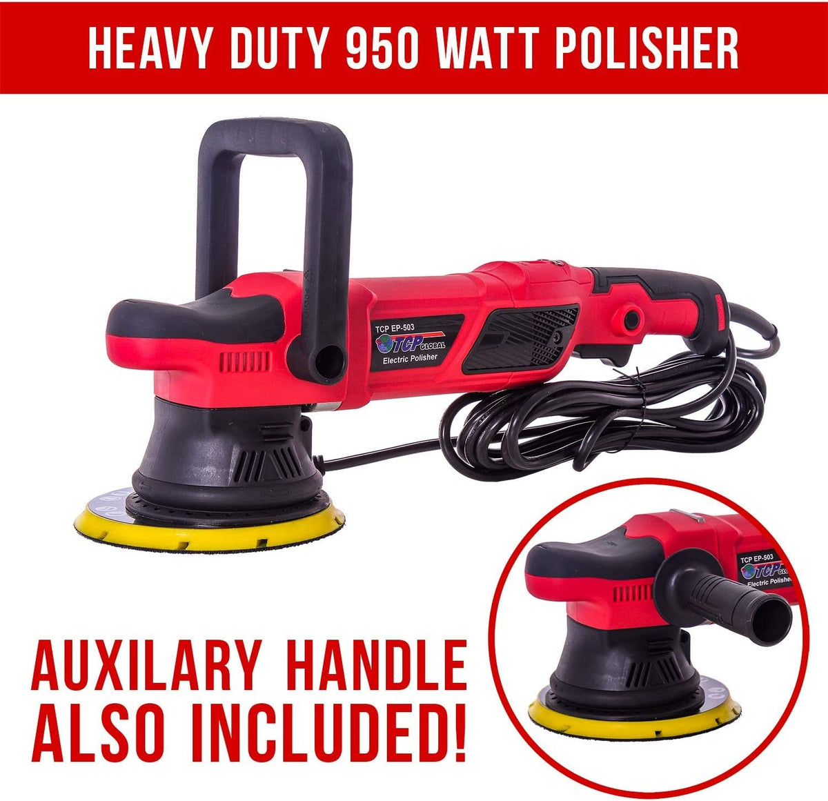 6 Variable Speed Dual-Action Polisher with Foam & Wool Pad Kit D6418