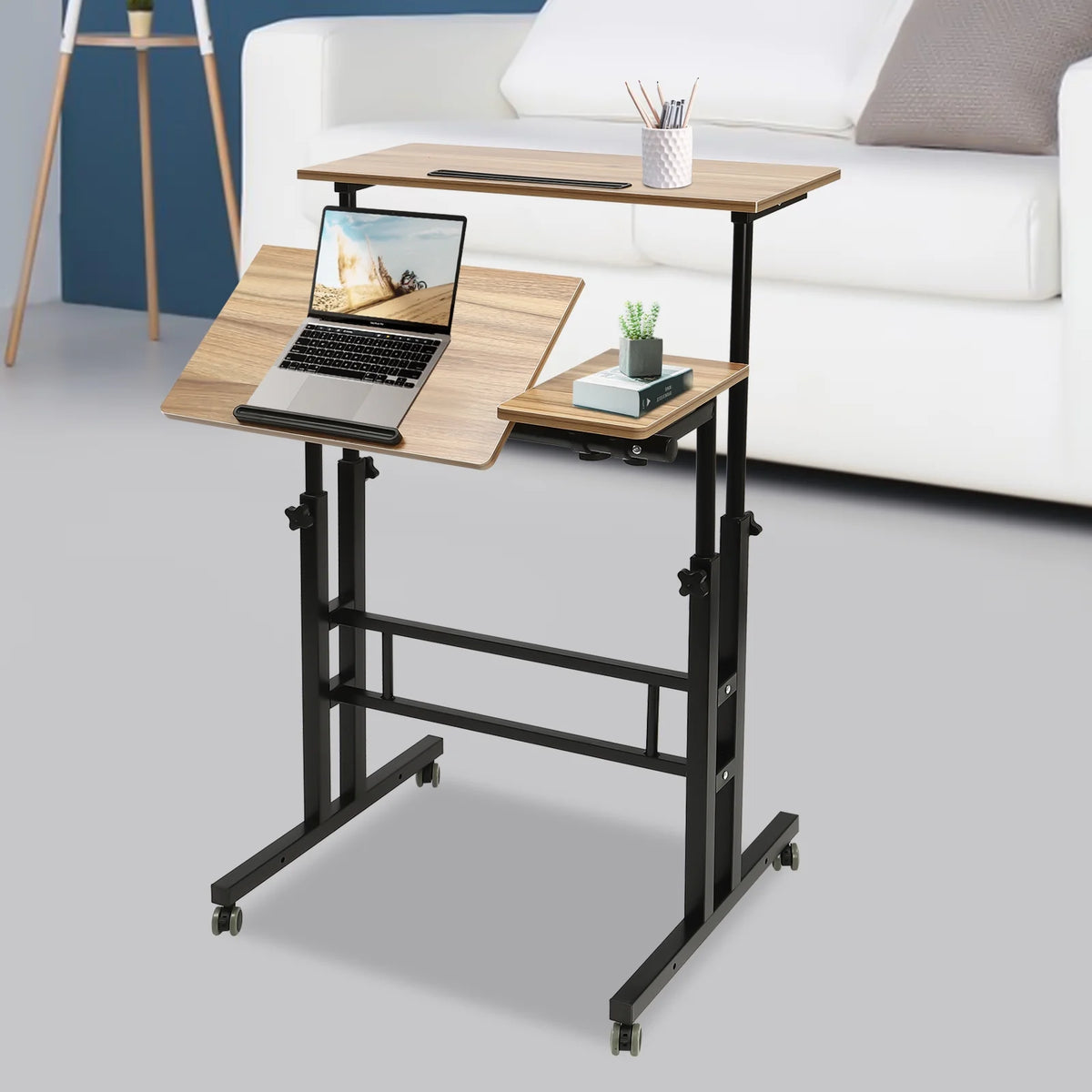Mobile Stand Up Desk with Wheels W568