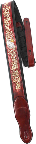 Mahogany Brown Full Grain Leather Guitar Strap Y366