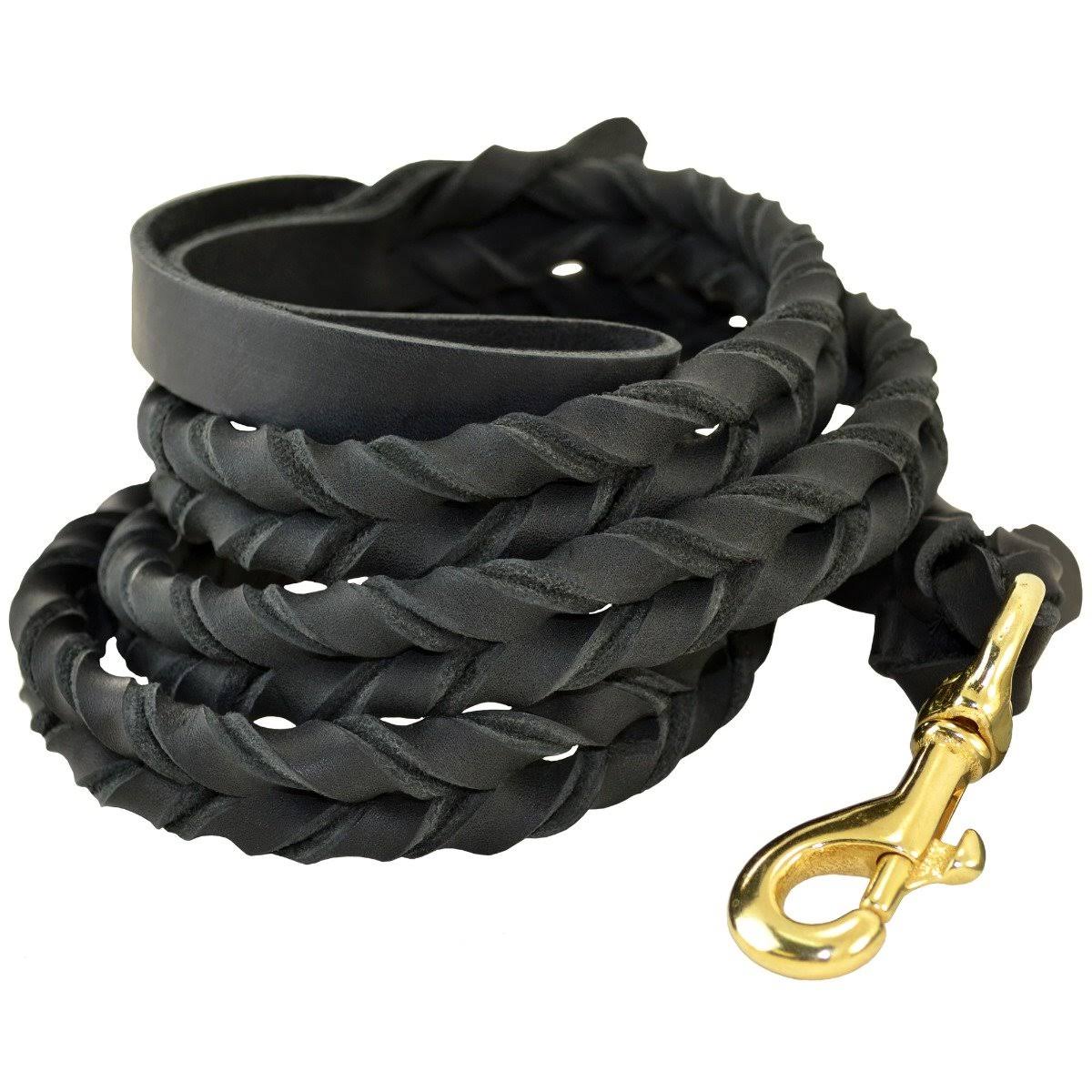Full-Braided Leather Dog Leash E1808