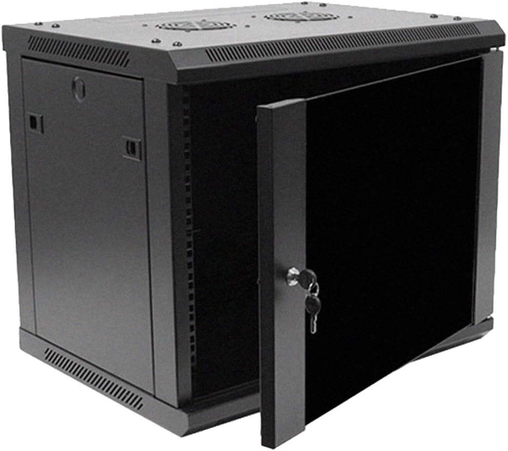 9U 19-Inch Server Network Rack with Locking Glass Door Black G448