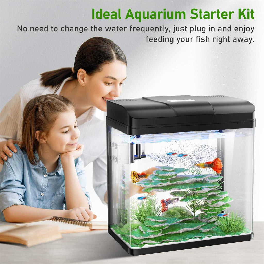 5 Gallon Glass Fish Tank with Air Pump LED Lights Filter E939