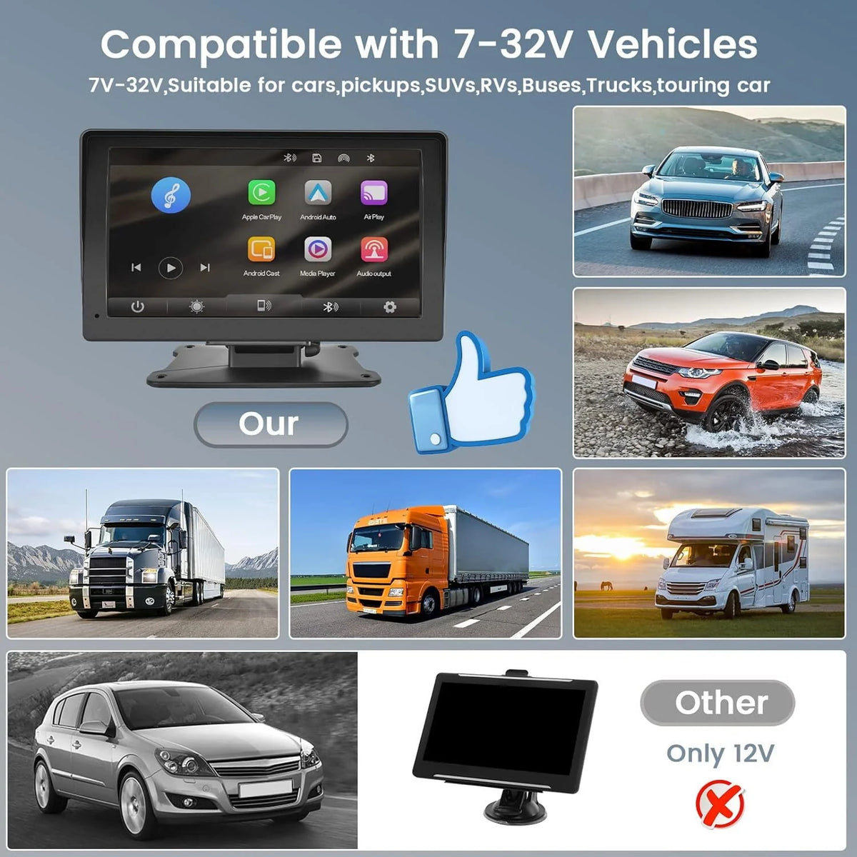 7 Inch Wireless Portable Car Touch Screen with Bluetooth B31736
