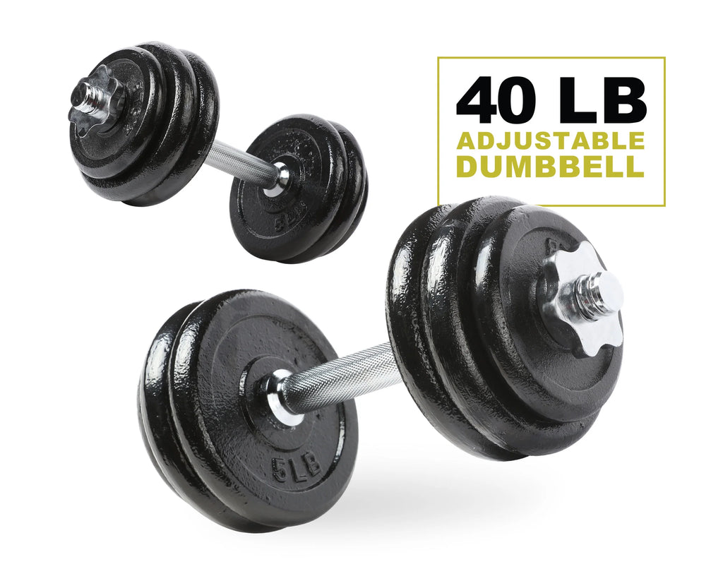 40 lb Adjustable Cast Iron Dumbbell Set with Case T825