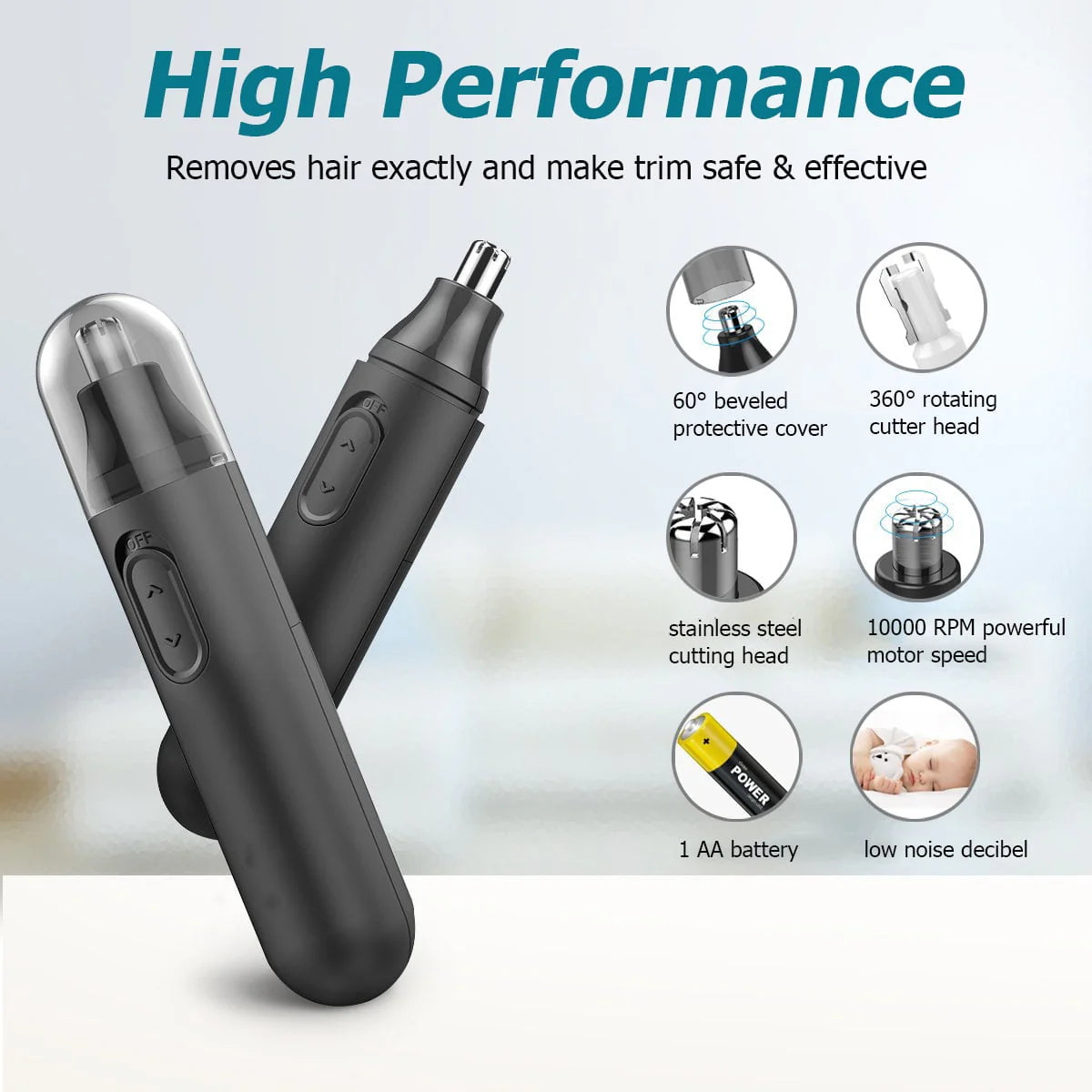 Nose Ear Eyebrow Hair Trimmer with Removable Cutter Head Z3432