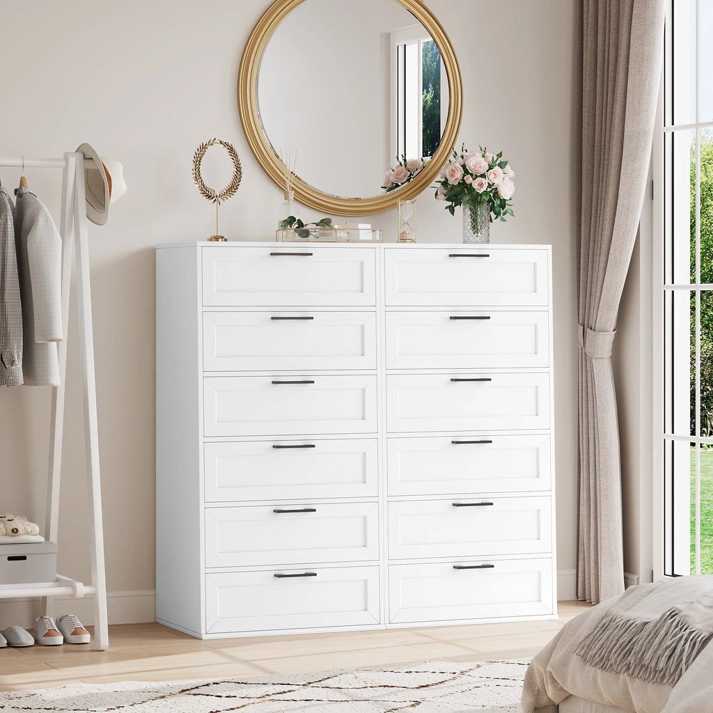 White 6 Drawer Tall Dresser W2734