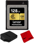 128GB CFexpress Type B Memory Card Bundle with USB 3.1 Reader and Microfiber Cleaning Cloth V8759