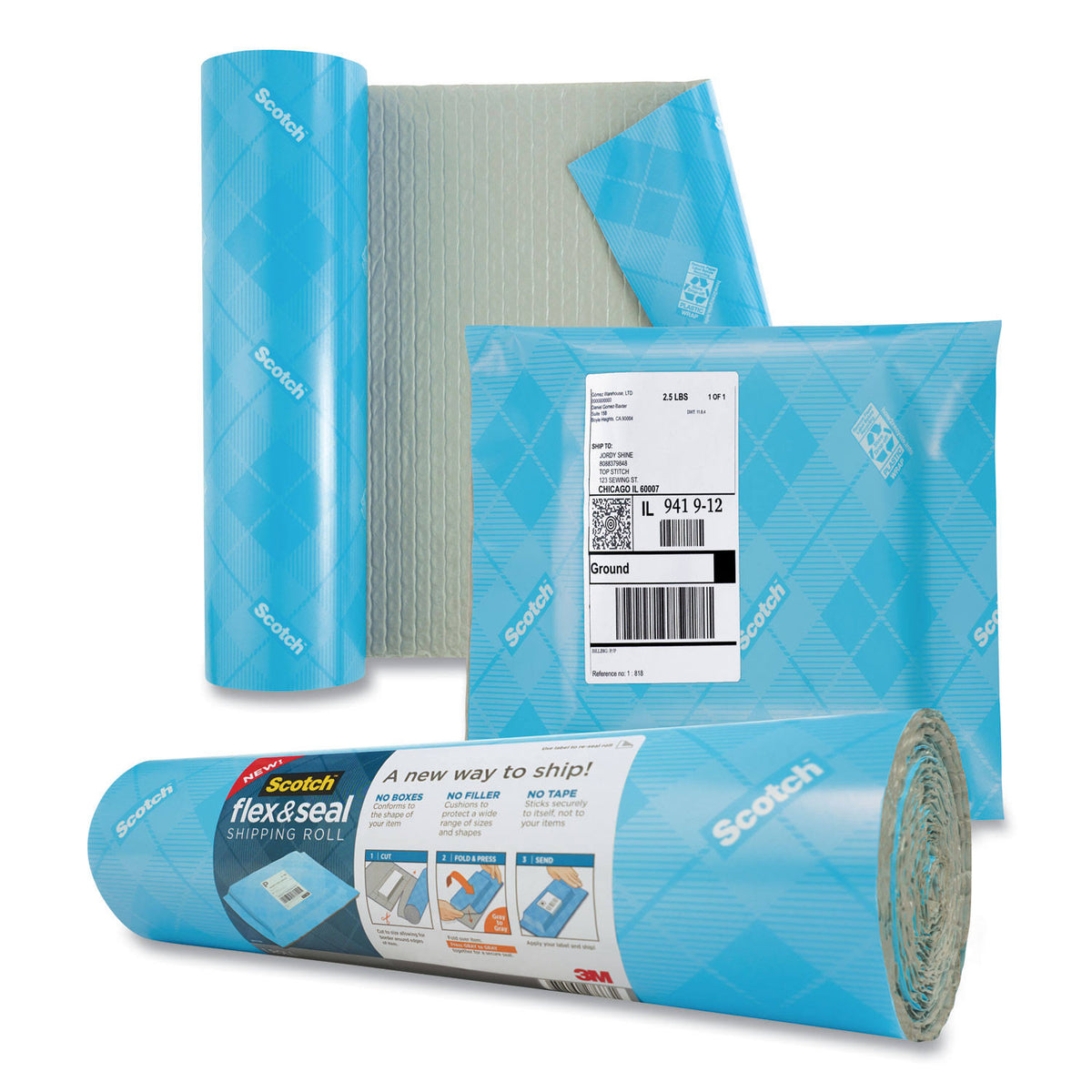 Blue/Gray Flex and Seal Shipping Roll O61084