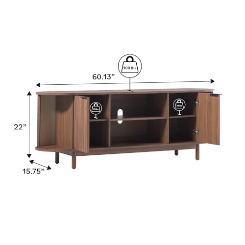 60 Inch Coastal Oak TV Stand with Sliding Doors C9600