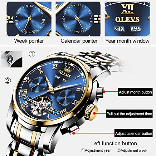 Self Winding Automatic Mechanical Tourbillon Stainless Steel Waterproof Luminous Dress Wrist Watches W567079