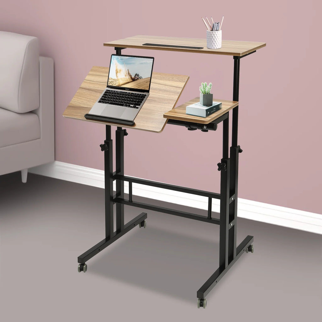 Mobile Stand Up Desk with Wheels W568