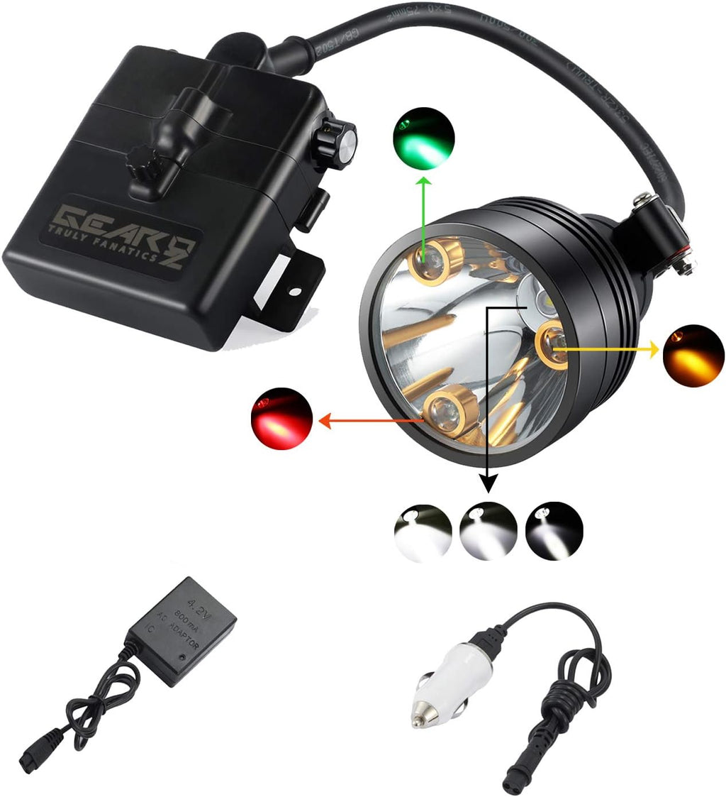 Rechargeable Waterproof Headlamp with 4 LEDs (White Red Green Amber) R6993