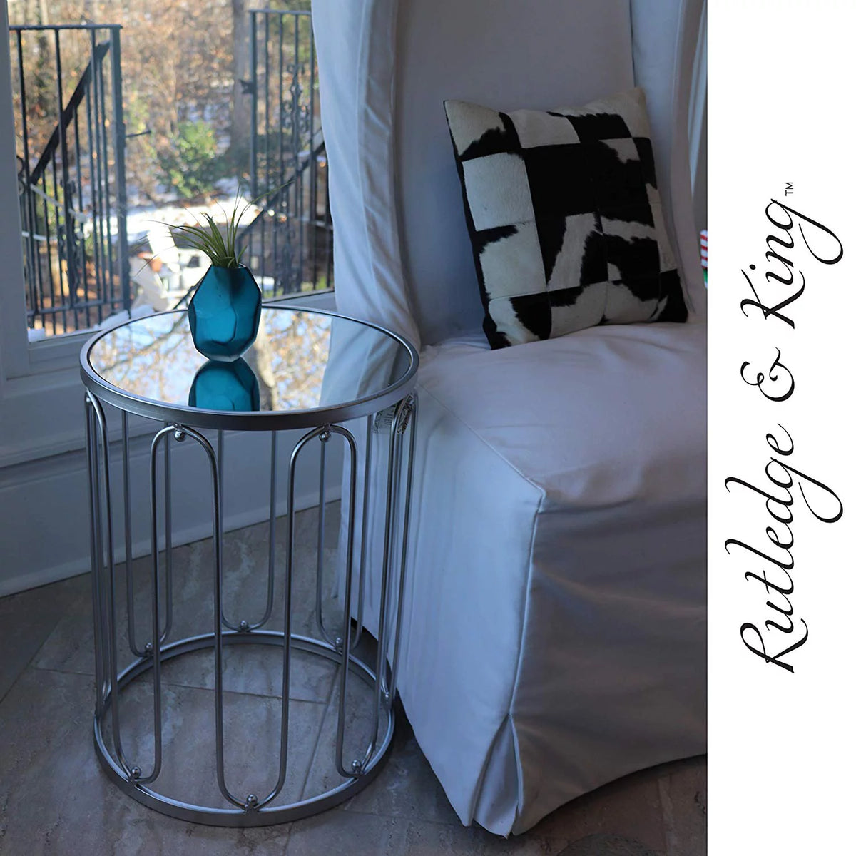 Silver Mirrored End Table Set K33047