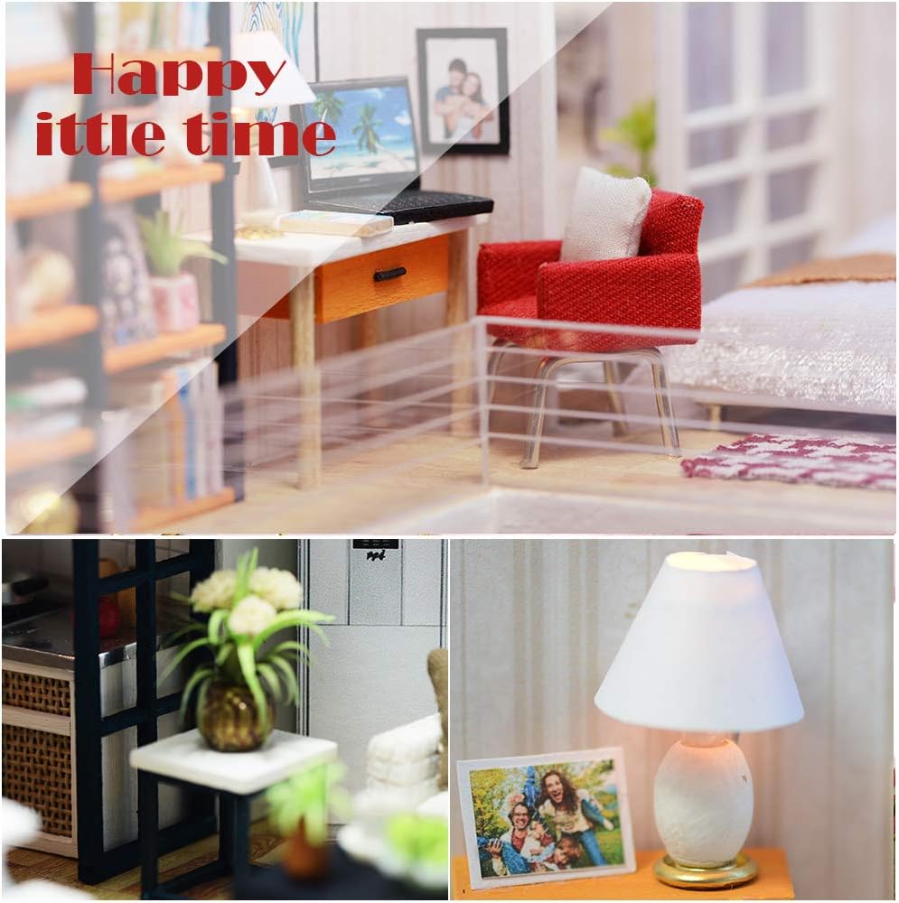 Dollhouse Miniature with Furniture, DIY Dollhouse Kit X50702