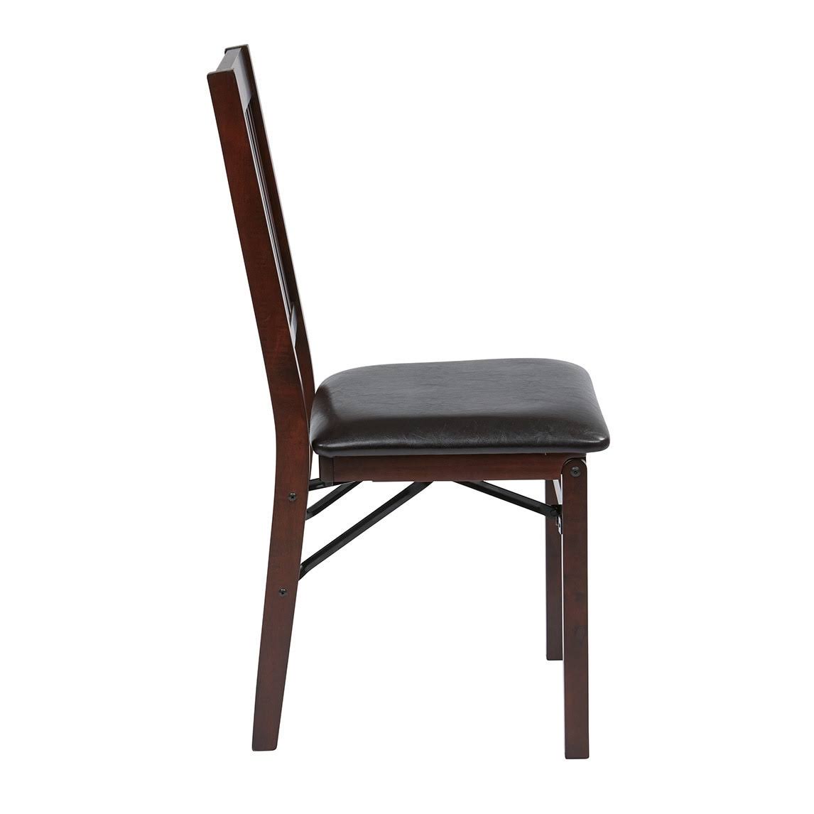 Solid Wood Folding Chair, Espresso/Red - 2 count B1229