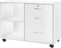 White 3 Drawer Wood File Cabinet with Storage Shelves A354