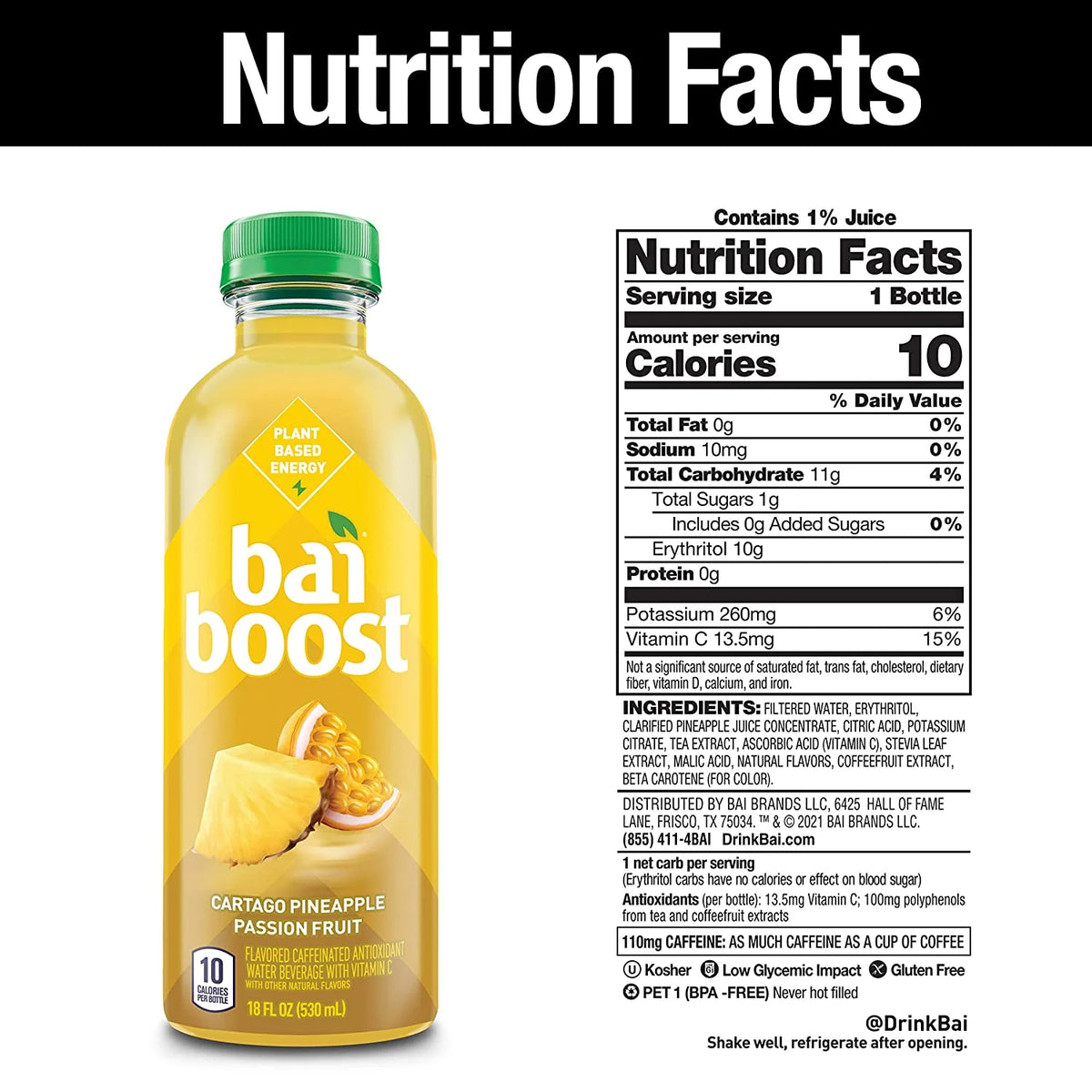 Pineapple Passionfruit Antioxidant Infused Beverage, 18 Fl Oz Bottle (Pack of 12) I4620